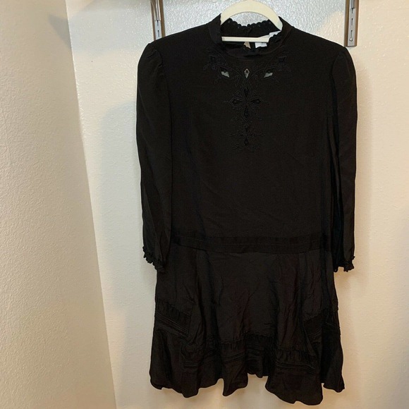 COACH 1941 100% Silk Black Embroidered Dress Size 2/XS MSRP $495 NWT - Picture 1 of 10
